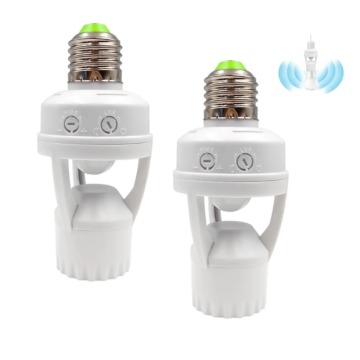Fotocélula Soquete Sensor de Movimento para Lâmpada Soquete E27 Controle Automático de Iluminação Economia de Energia Ideal para Áreas Externas Garagem Corredores (2PCS)