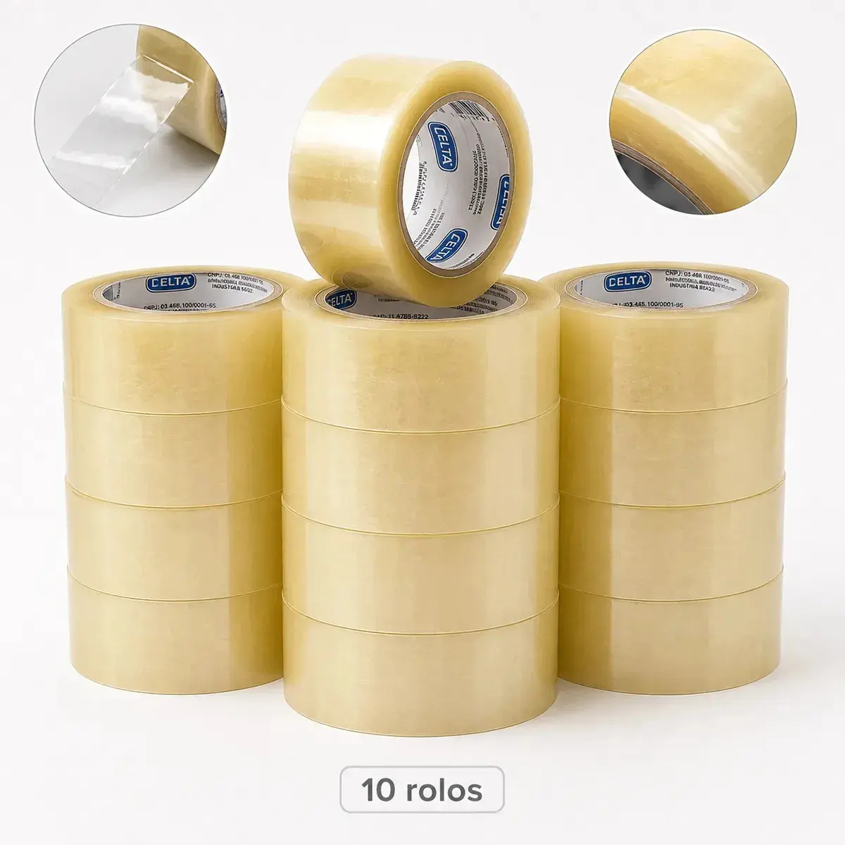 Fita Adesiva Transparente 45mm x 100m kit 10 Rolos Para embalagens