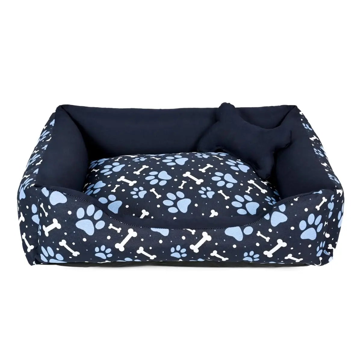 Cama para Cachorro Grande 70X55 Com Zíper Estampa Ossinho Marinho - 1