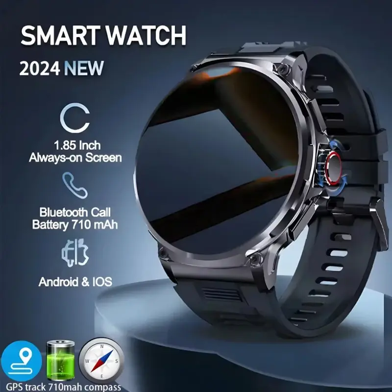 2026 novo gps track relógio inteligente masculino 1.85-Polegada hd tela amoled 710 mah bateria esporte bluetooth chamada smartwatch para android ios - 1