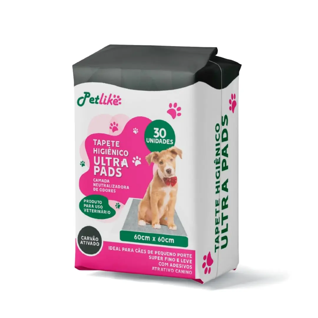 Tapete Higiênico Premium para cães Petlike Ultrapads Carvão Ativado 60cmx60cm 30 unid.