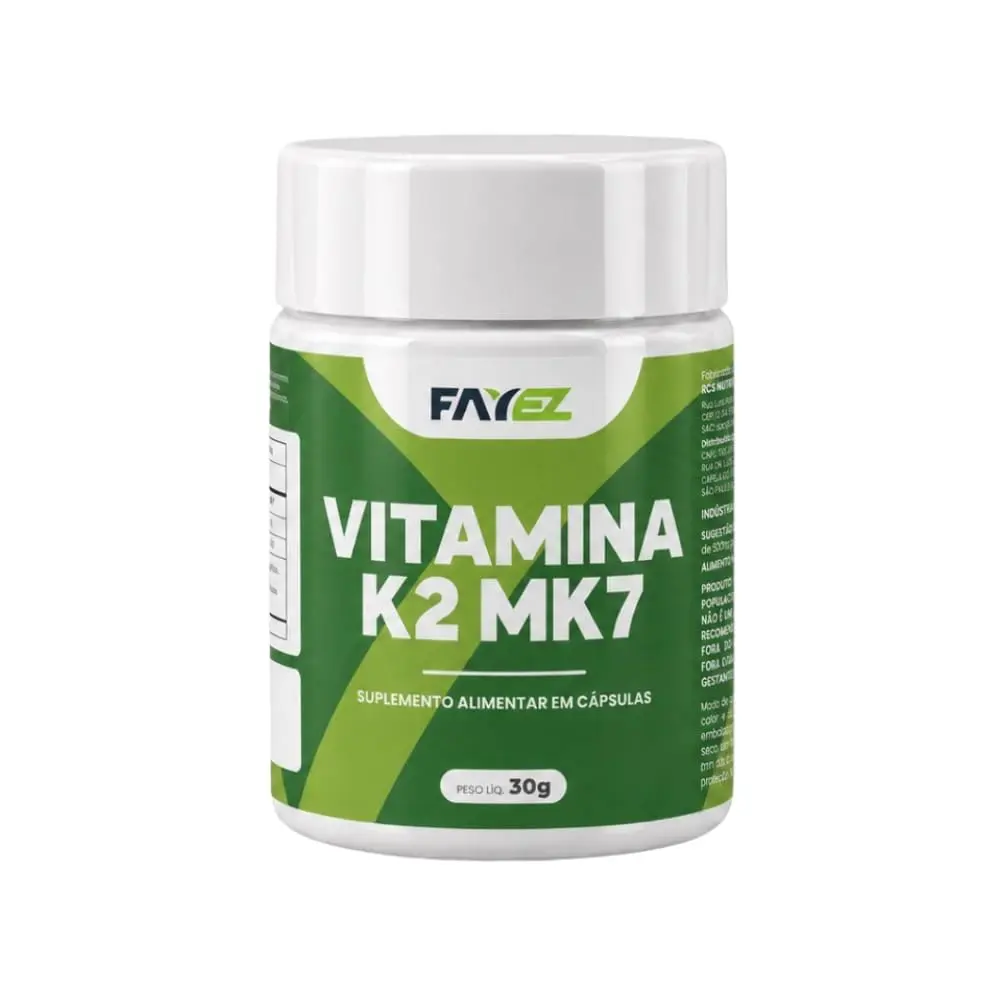 Vitamina K2 MK7 Fayez Suplemento Alimentar em Cápsulas 60 Cápsulas 50mcg Sem Glúten