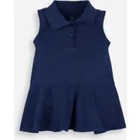 vestido infantil polo sem mangas de malha piquet azul