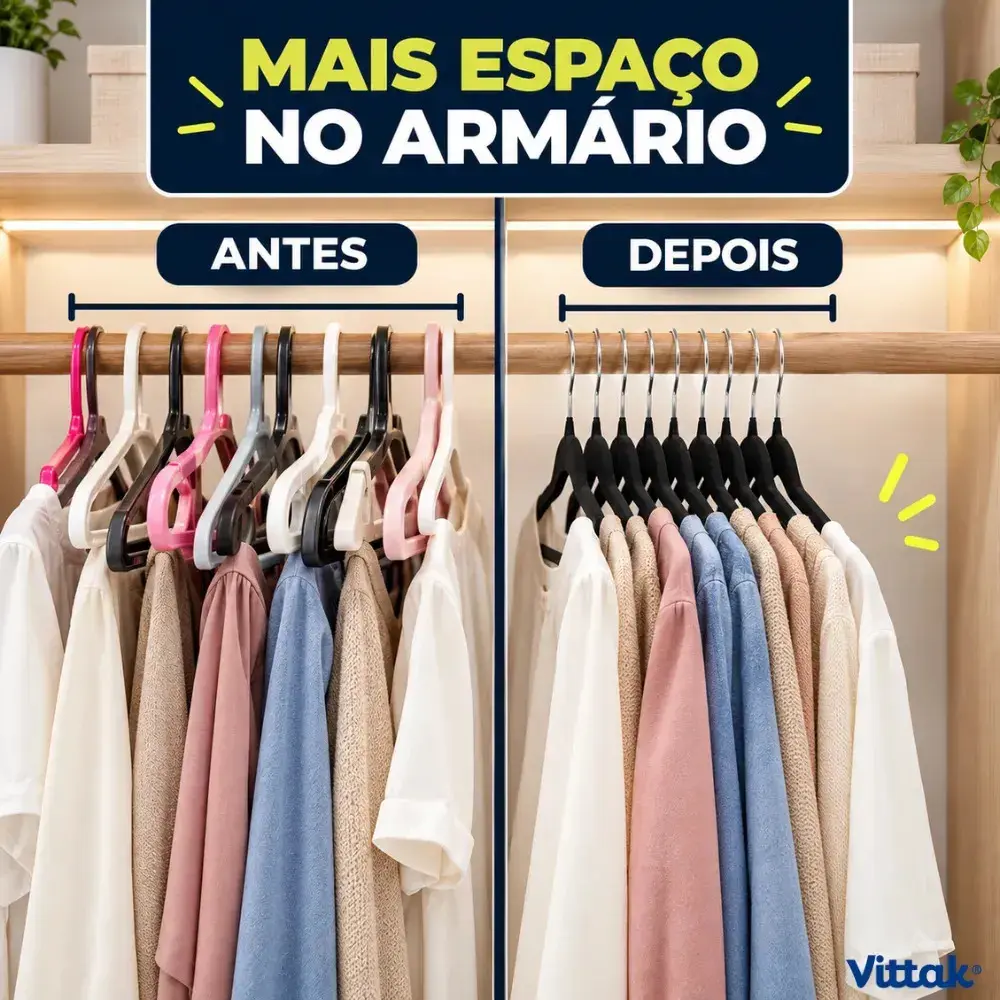 Vittak Kit 30 Cabides Veludo De Roupa Antideslizante Slim Adulto Cor Preto thumbnail 4