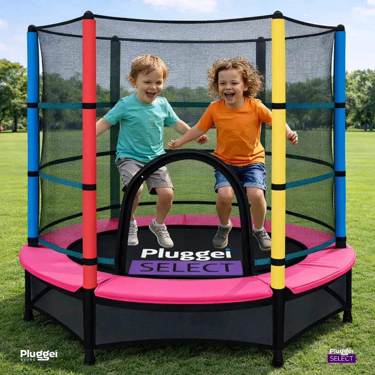 Pula Pula Cama Elástica Trampolim Infantil 1,62m 150kg Com rede Lona De Salto Preto Proteção De Molas Rosa Pluggei Select PluggKids TB01 thumbnail 8