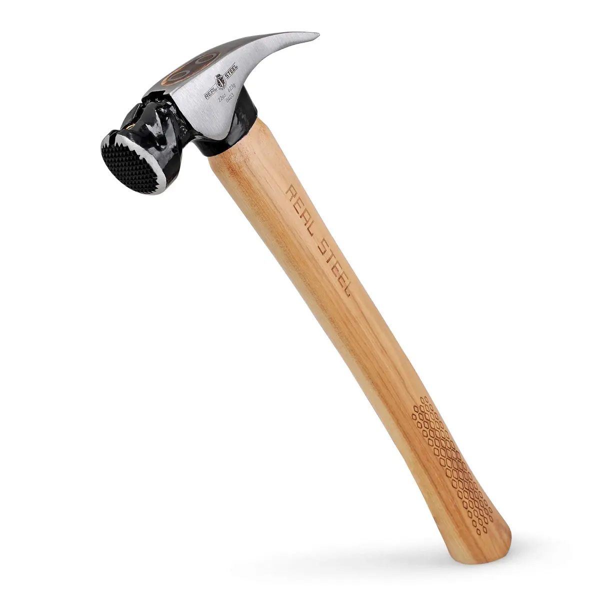Real Steel Martelo de Moldura de Cabeça Magnética Nogueira de 623 g com Garra Rip 0403