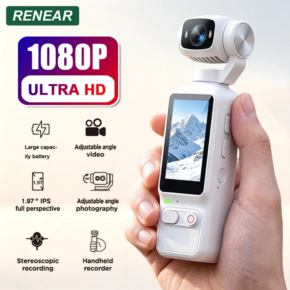 Câmera de Ação Portátil HD 1080P com Suporte de Mesa para Vlog, YouTube, Gravação de Vídeos para Iniciantes, Gravação de Vida em Movimento
