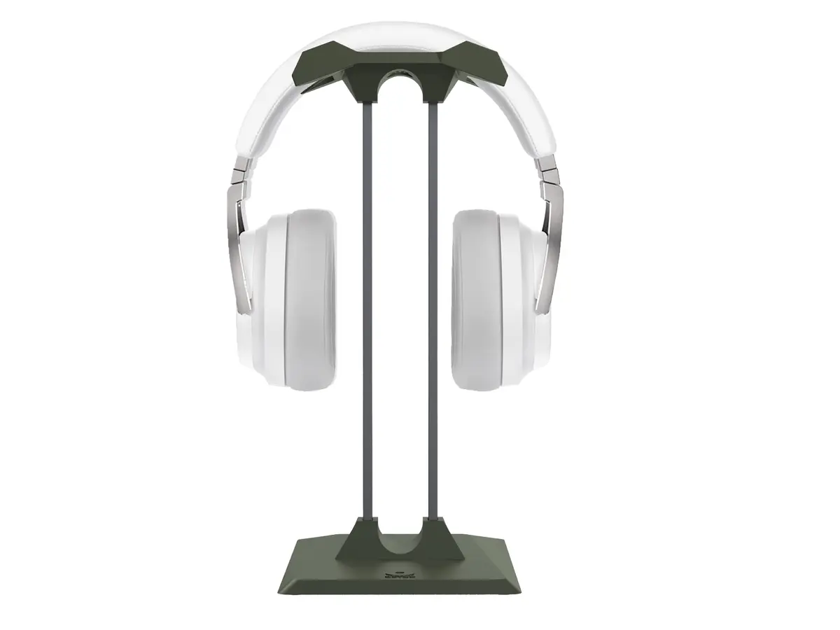 Suporte para Headset OCTOO LiteStand Headset, Base Robusta, Apoio Macio e Porta Celular, para Fones e Headphones – Titanium/Verde - 1