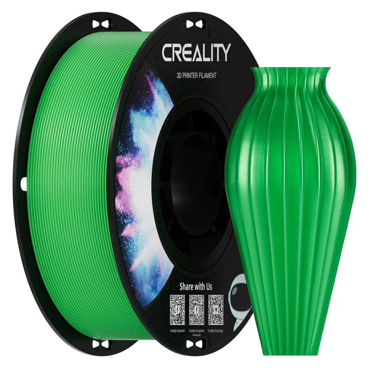 Creality Filamento PETG 1,75 mm, excelente resistência, alta precisão, inodoro, não tóxico, à prova de umidade, 1 kg, precisão +/- 0,02 mm (verde)