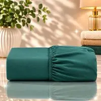 Lençol Solteiro Quality Micropercal 600 Fios Macio com Elástico - Verde Musgo - 1
