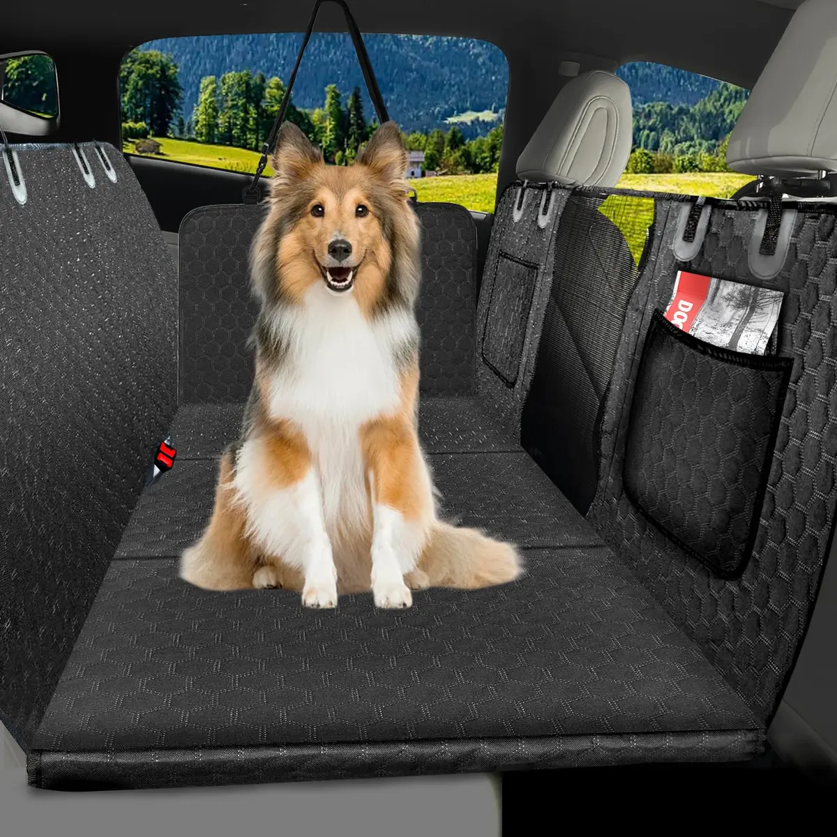 ESCRODOI 6 em 1 Capa Protetora Carro Pet Impermeável,Resistente Ao Desgaste | Antiderrapante,Capa Protetora Banco Traseiro Pet, Fundo Duro, Tamanho Universal - 1