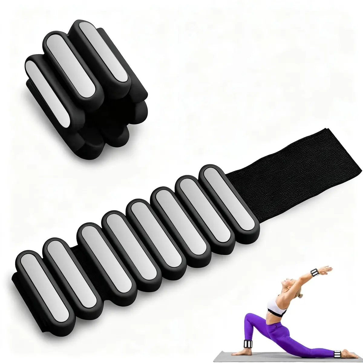 Pulseira Peso Pilate Pulso Perna Ajustável para Mulher Homen,2 Pcs | Caneleira Tornozelo Ajustáveis Ulseira Silicone Peso Braço Caminhada Tornozeleira Academia Caminhada Loga Academia Exercício