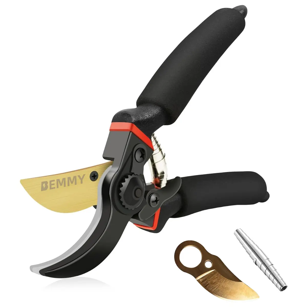 BEMMY Tesouras De Poda De Jardim 21CM, Tesoura De Poda Bypass Para Jardim, Tesoura De Alta Resistência Para Aparadores De árvores e Rosas, com Lâmina Afiada e Cabo Macio e Acolchoado