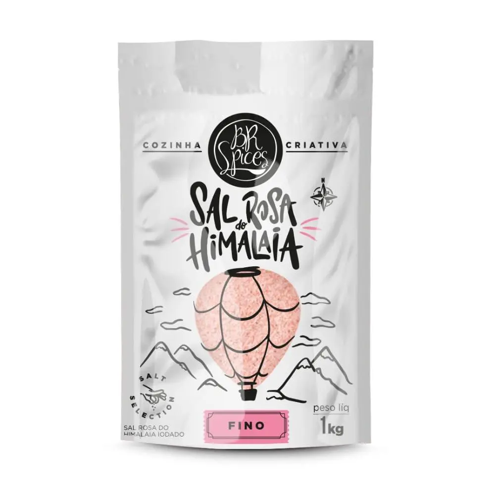 BrSpices - Sal Rosa Do Himalaia Iodado Fino BR Spices Pouch 1KG - 1