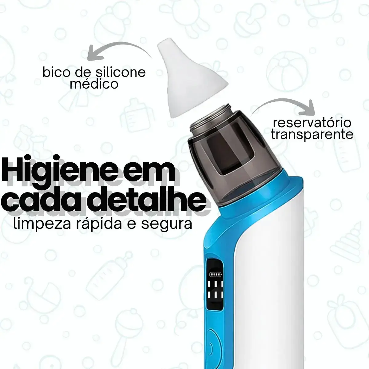 Aspirador Sugador Nasal Bebê Elétrico Limpeza Nariz Ouvido Rosa thumbnail 3