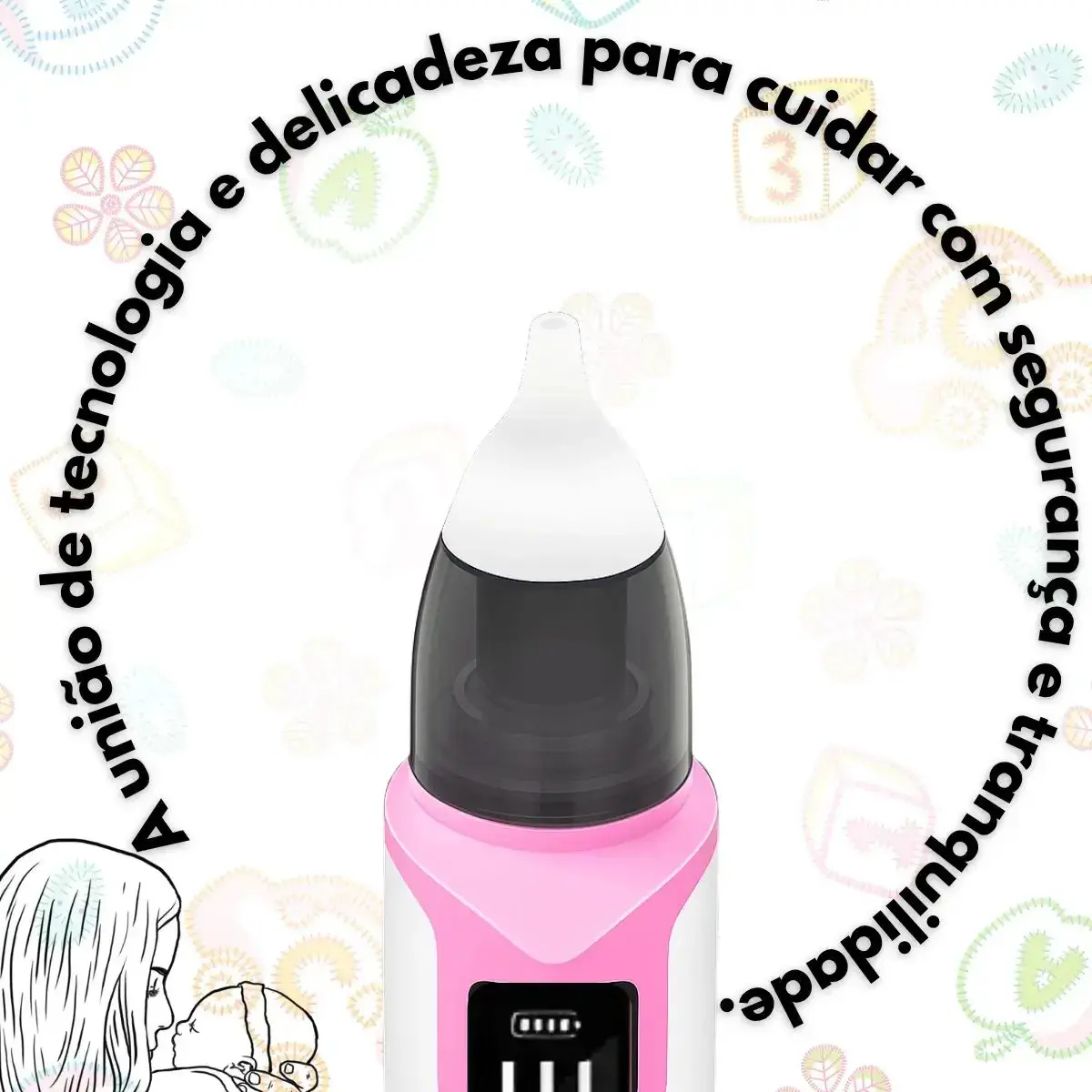 Aspirador Sugador Nasal Bebê Elétrico Limpeza Nariz Ouvido Rosa thumbnail 5