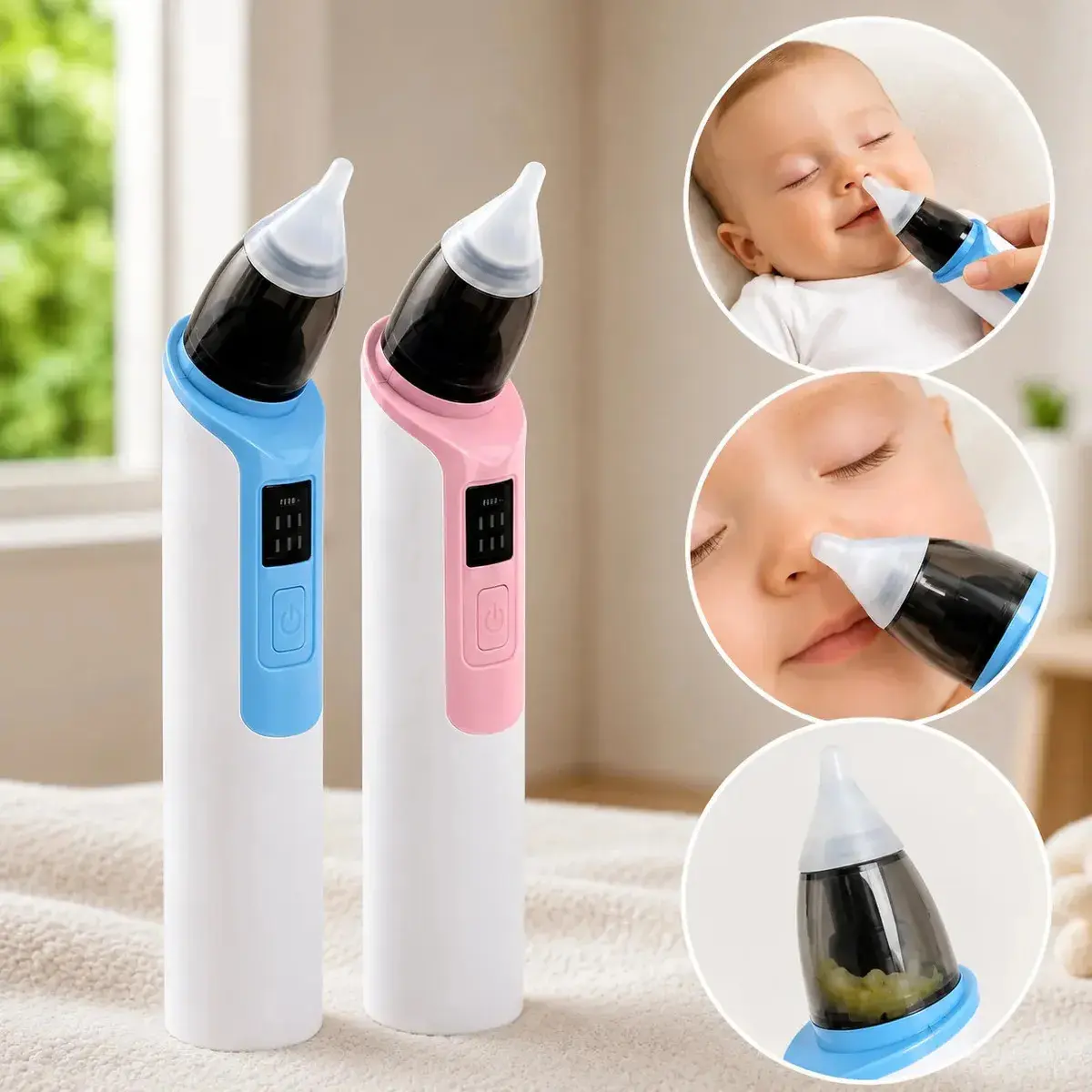Aspirador Sugador Nasal Bebê Elétrico Limpeza Nariz Ouvido Rosa thumbnail 7