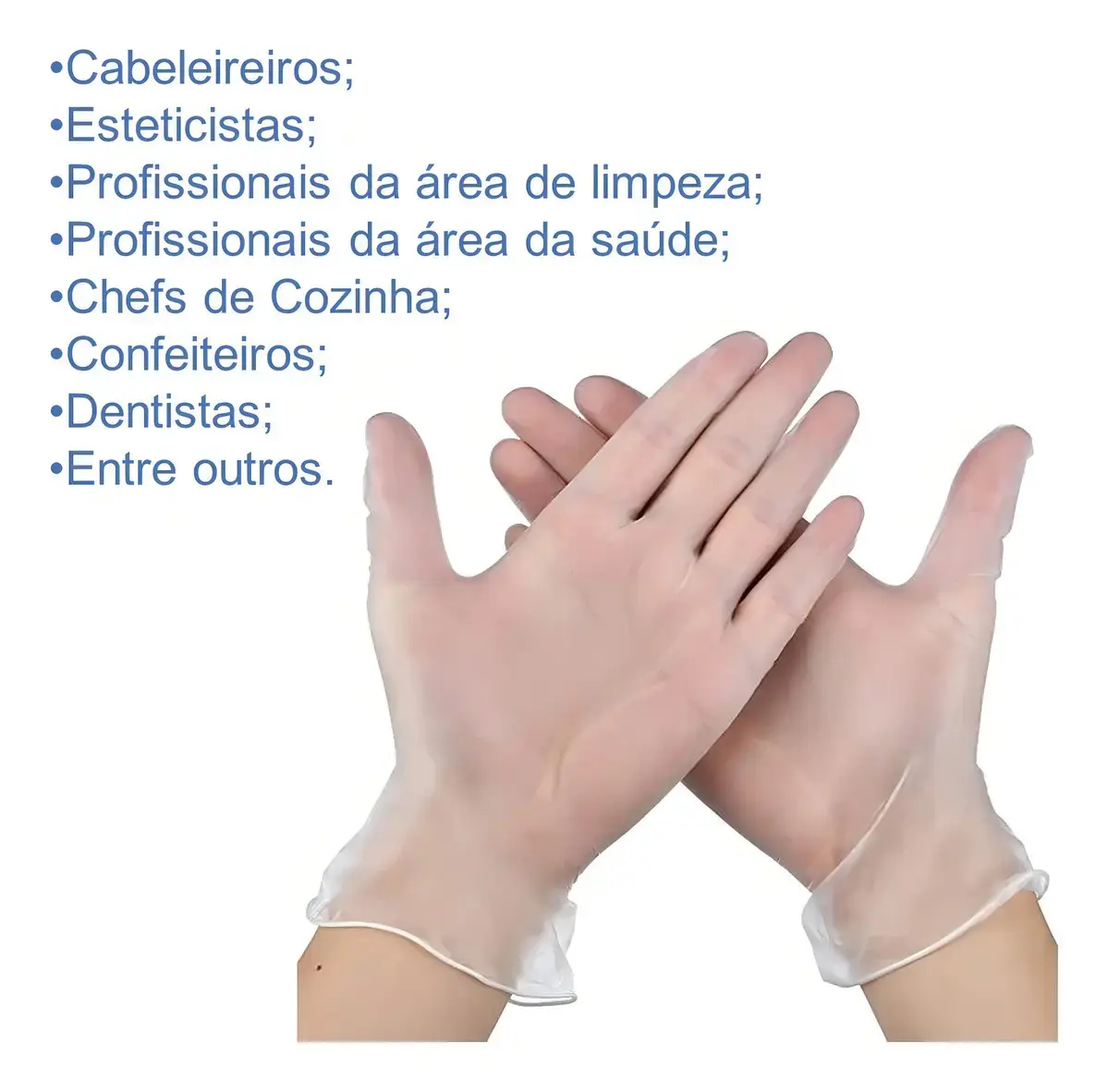 Luvas Descartáveis Vinil sem pó Hipoalergênicas Talge M 100 Unidades Transparente thumbnail 3