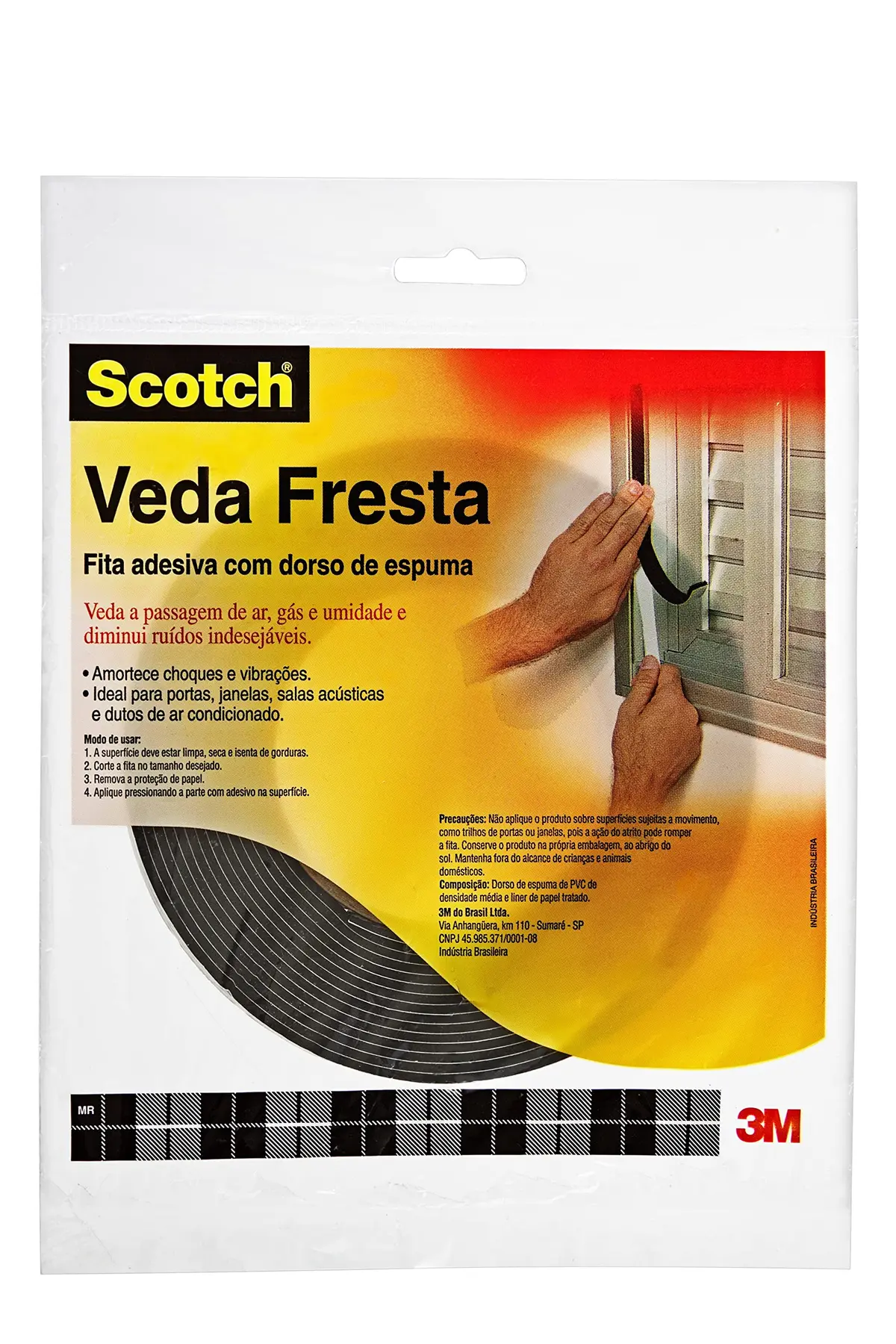 SCOTCH 3M Scotch Fita Veda Fresta 19 mm x 5 m 1 Unidade | Vedação de ar, gás e umidade, Reduz ruídos e amortece vibrações, Ideal para janelas e portas, Fácil de aplicar