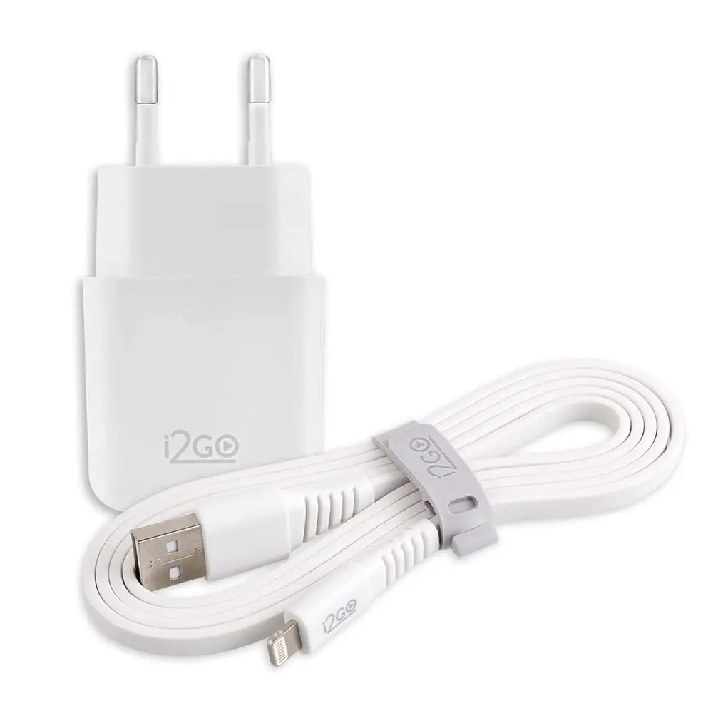 Kit Carregador De Parede USB 1A + Cabo Lightning 2,4A I2GO Branco - I2GO Basic - 1