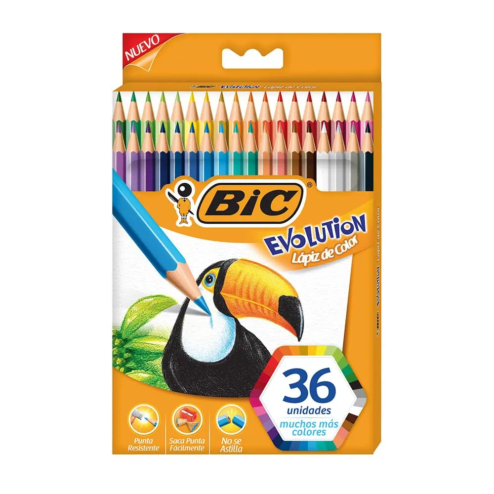 BIC, Lápis de Cor, Evolution, Sextavado, 36 cores - 1