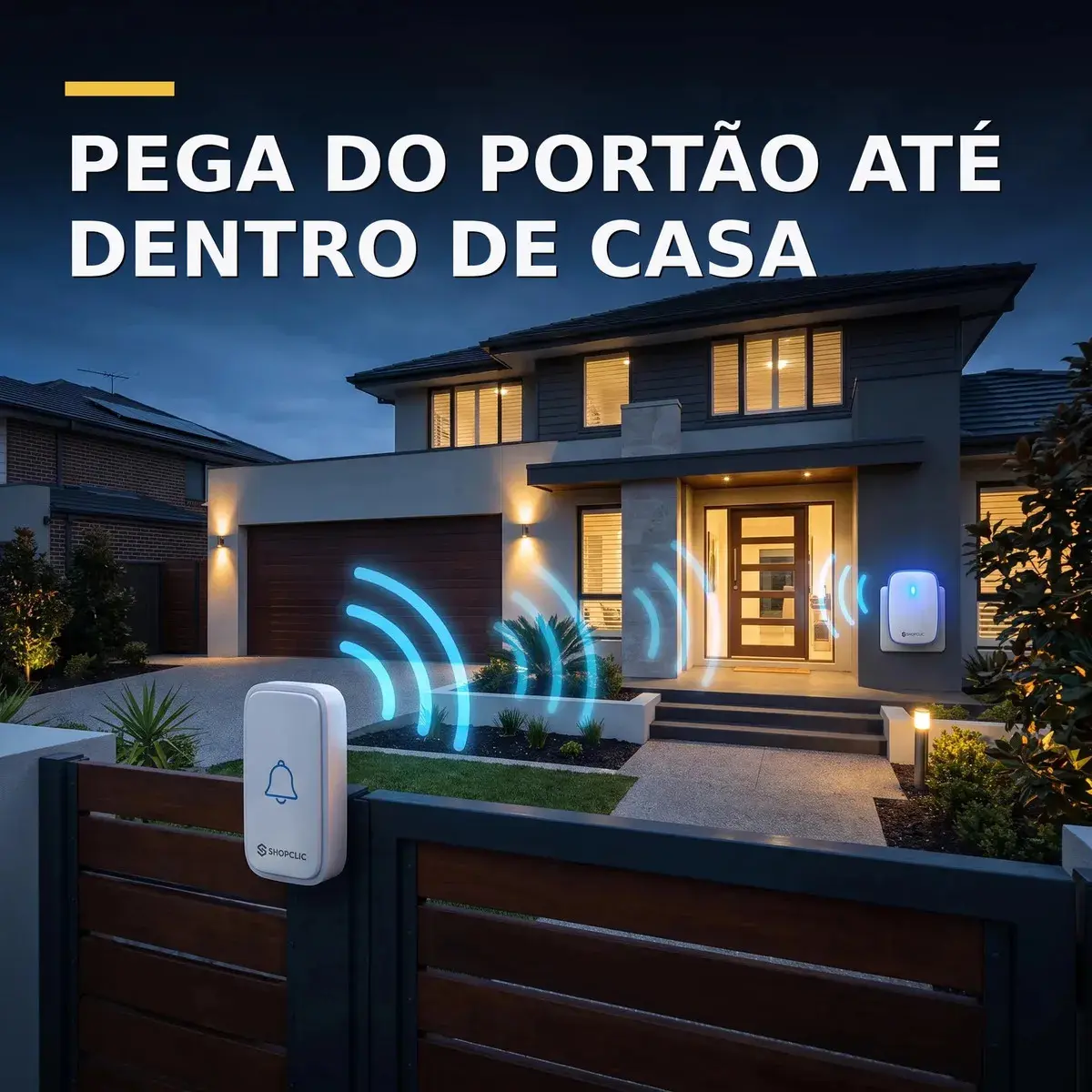 Campainha Sem Fio Residencial Longo Alcance 100m Bivolt 127/220v Shopclic Branco 36 Toques Musicais Volume Alto Ajustável Resistente à Água Receptor de Tomada Botão para Portão e Muro Sem Obra thumbnail 3