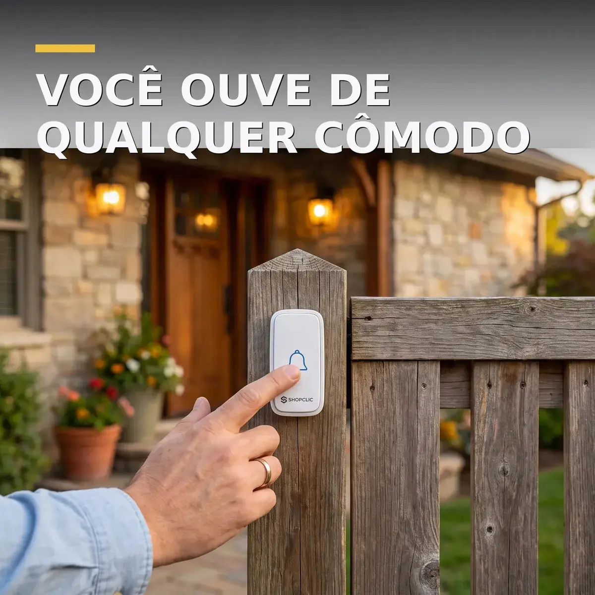 Campainha Sem Fio Residencial Longo Alcance 100m Bivolt 127/220v Shopclic Branco 36 Toques Musicais Volume Alto Ajustável Resistente à Água Receptor de Tomada Botão para Portão e Muro Sem Obra thumbnail 5