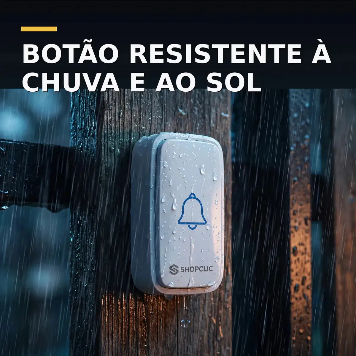 Campainha Sem Fio Residencial Longo Alcance 100m Bivolt 127/220v Shopclic Branco 36 Toques Musicais Volume Alto Ajustável Resistente à Água Receptor de Tomada Botão para Portão e Muro Sem Obra thumbnail 6