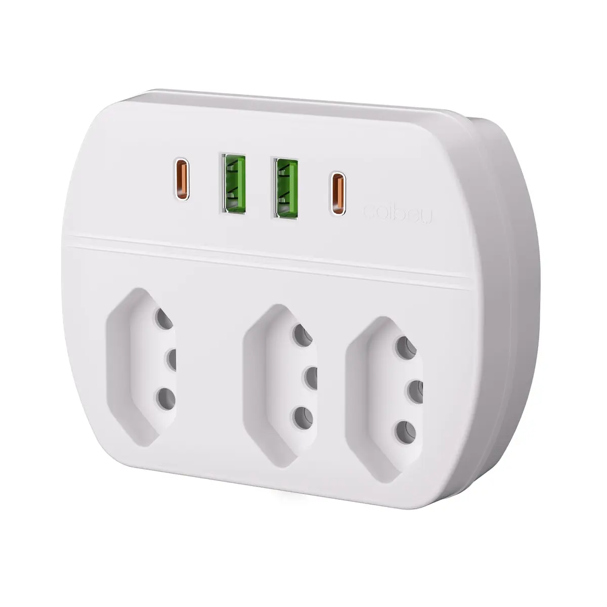 Extensao Eletrica, Extensão Tomada, Régua de Energia, Adaptador Tomada, 3 Tomadas, 2 Interfaces USB, 2 Porta USB Tipo-C, Suporte a Tensão de 100-240V, 10A, 2500W, Branco - 1