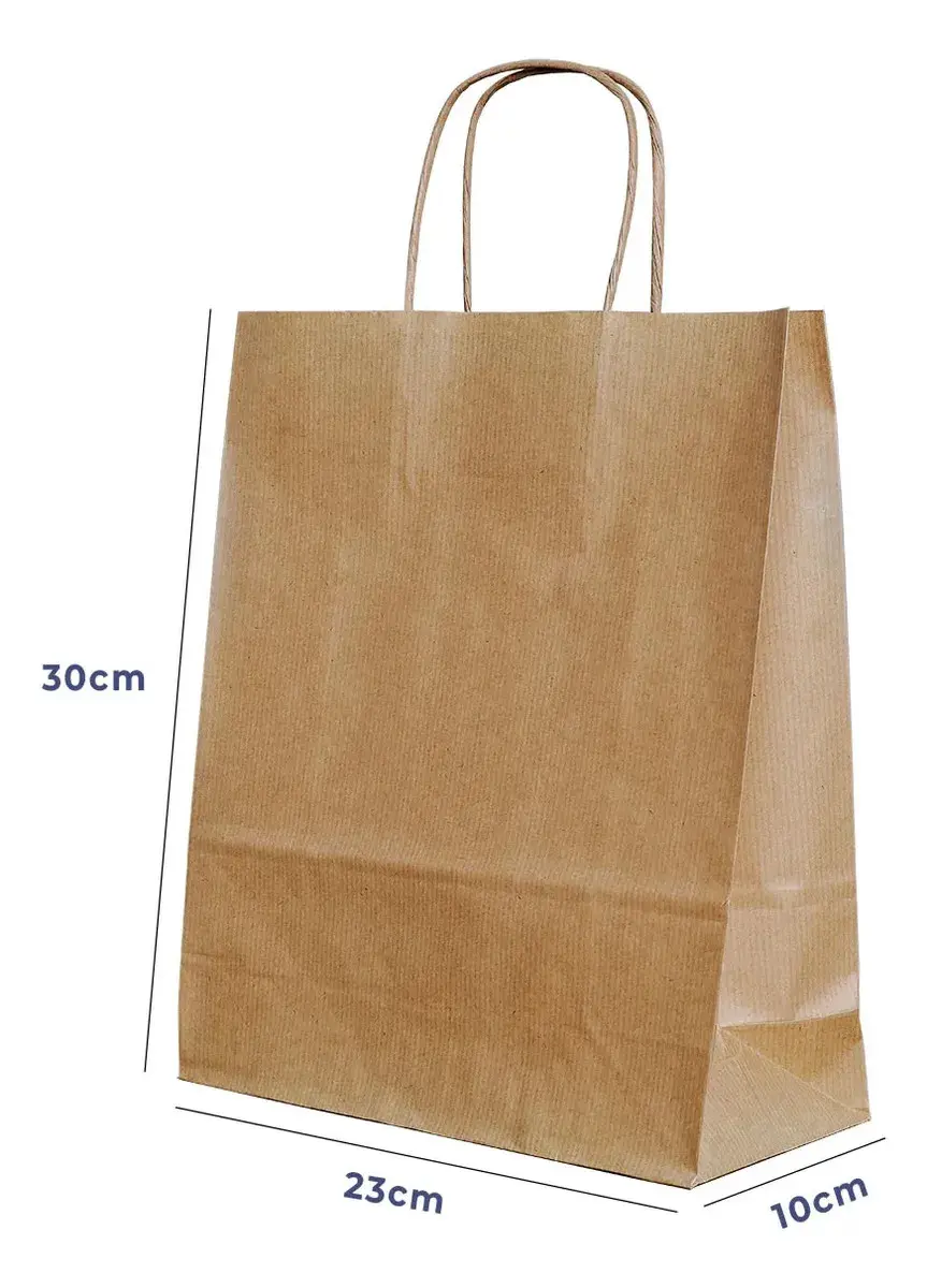 Sacola Papel Kraft M 23x30x10cm 50und Acesso Monolúcido Embalagem Presente Bolsa Ecológica Alça Torcida