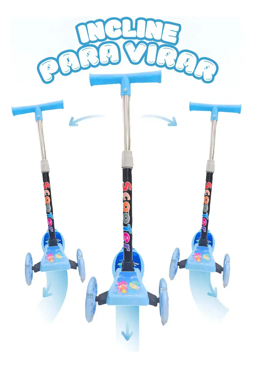 Patinete Infantil 3 Rodas com Led/Dobrável Menino/Menina thumbnail 3