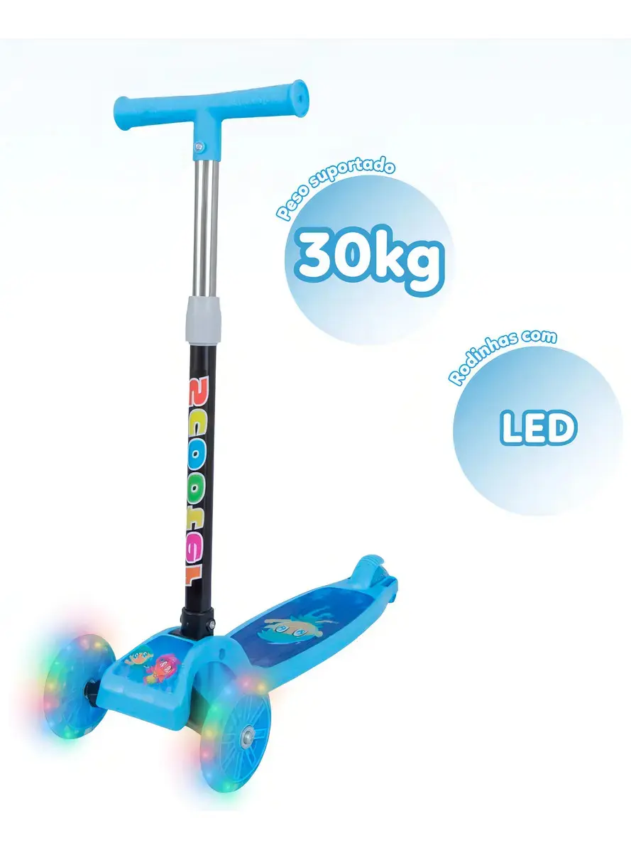 Patinete Infantil 3 Rodas com Led/Dobrável Menino/Menina thumbnail 6