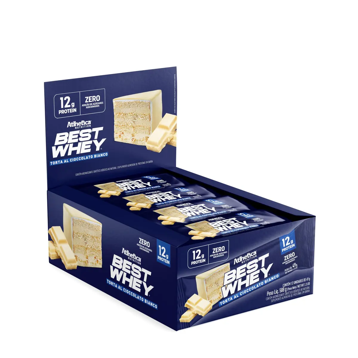 Barra Proteica Atlhetica Nutrition, Torta de Chocolate Branco | Best Whey, 12g de Proteína