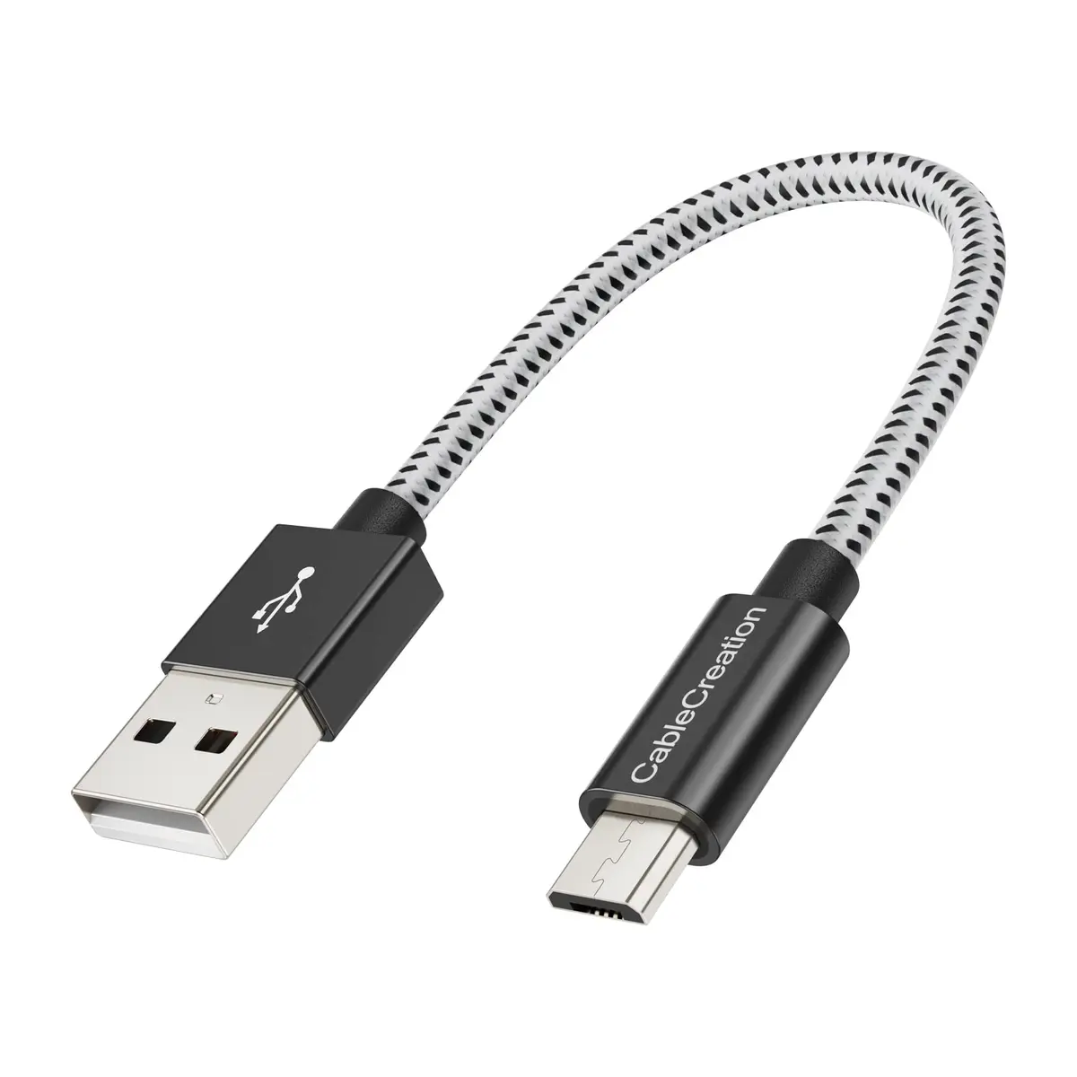 CableCreation Cabo Micro USB curto de 0,15 metros, Cabo USB para Micro USB | 24 AWG com tripla blindagem e carregamento rápido para PS5/PS4, Raspberry Pi Zero, Chromecast e celulares, preto - 1