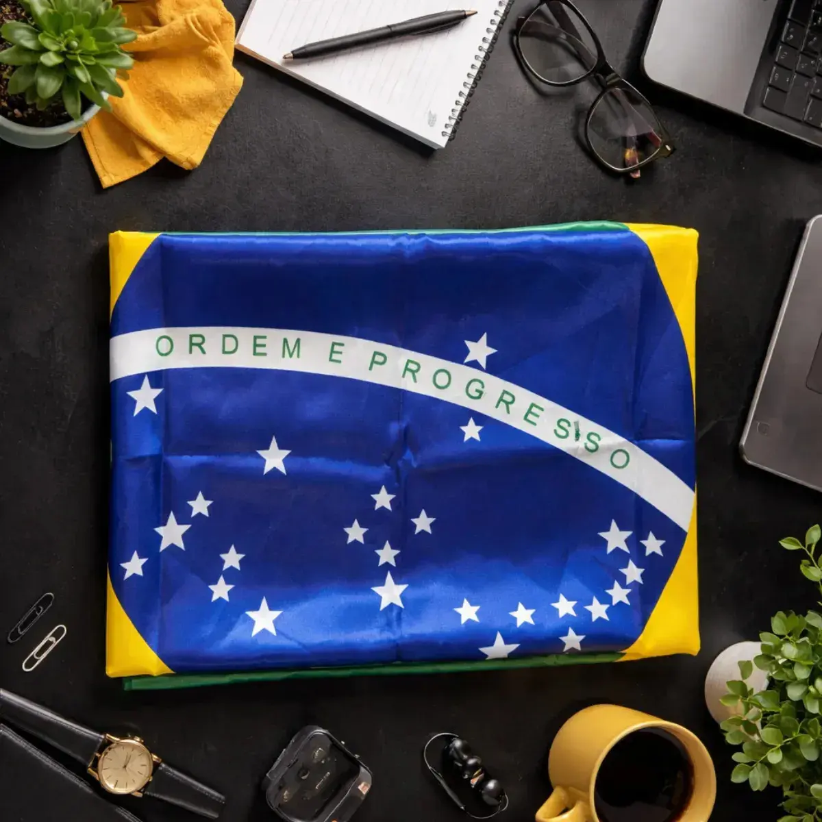 Bandeira Do Brasil Cetim 1,50x0,90cm Copa Frente e Verso Brasil - 1