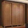 Guarda Roupa Casal Madesa Mônaco 3 Portas de Correr com Pés - Marrom - 1