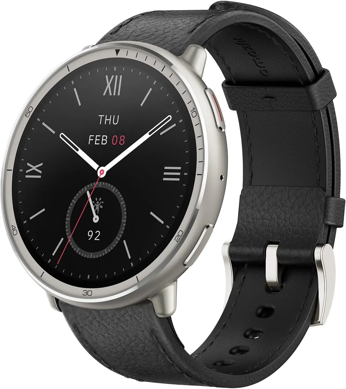 Amazfit Active 2 Smart Watch 44mm, GPS Maps with Direction, Fitness Tracker, 10 Day Battery, 160+ Sport Modes (Black Leather – Premium)