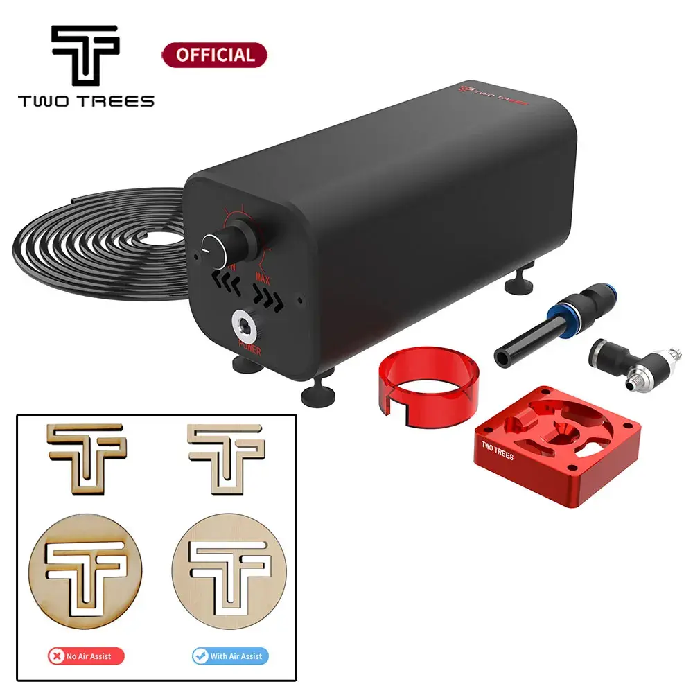 Kit de assistência de fluxo de ar da Twotrees 10-30L/min Bomba de assistência de ar de baixo ruído Remoção de fumaça e poeira para máquina de corte de gravador a laser