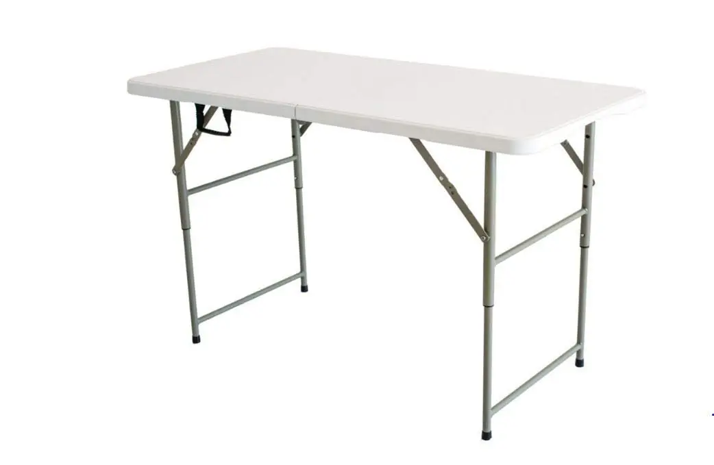 Mesa retangular dobrável ao meio 122 x 60 cm - vira maleta