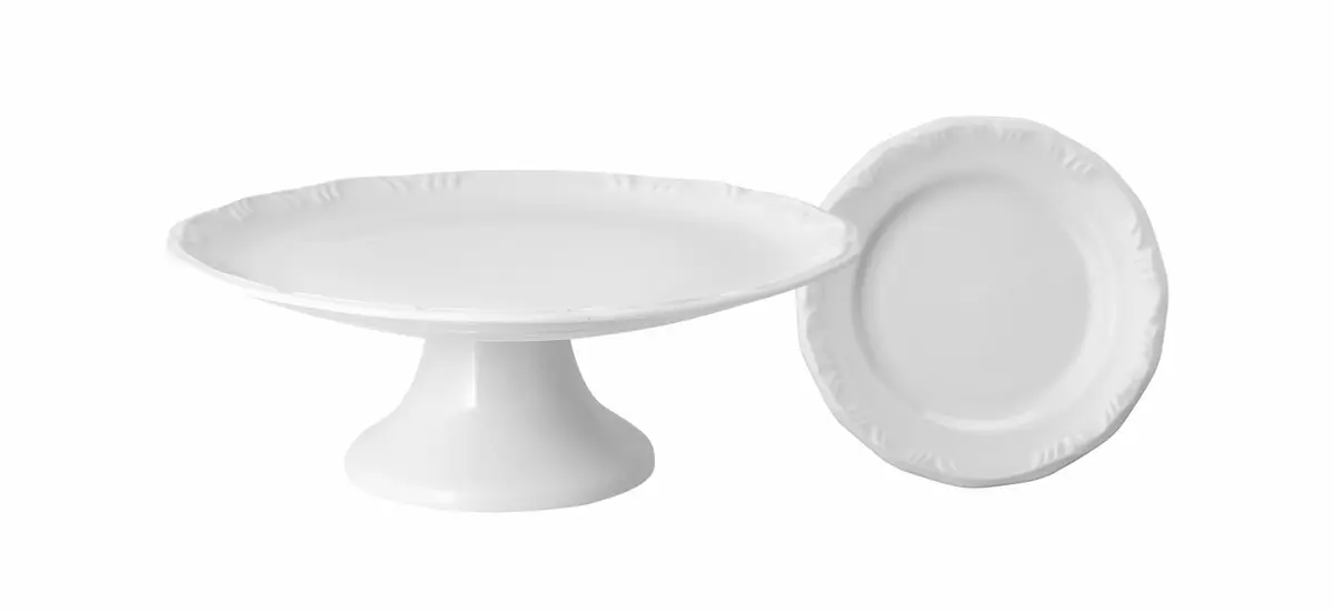 Porcelana Schmidt Pomerode com Relevo Aparelho de Bolo 7 Peças, Branca