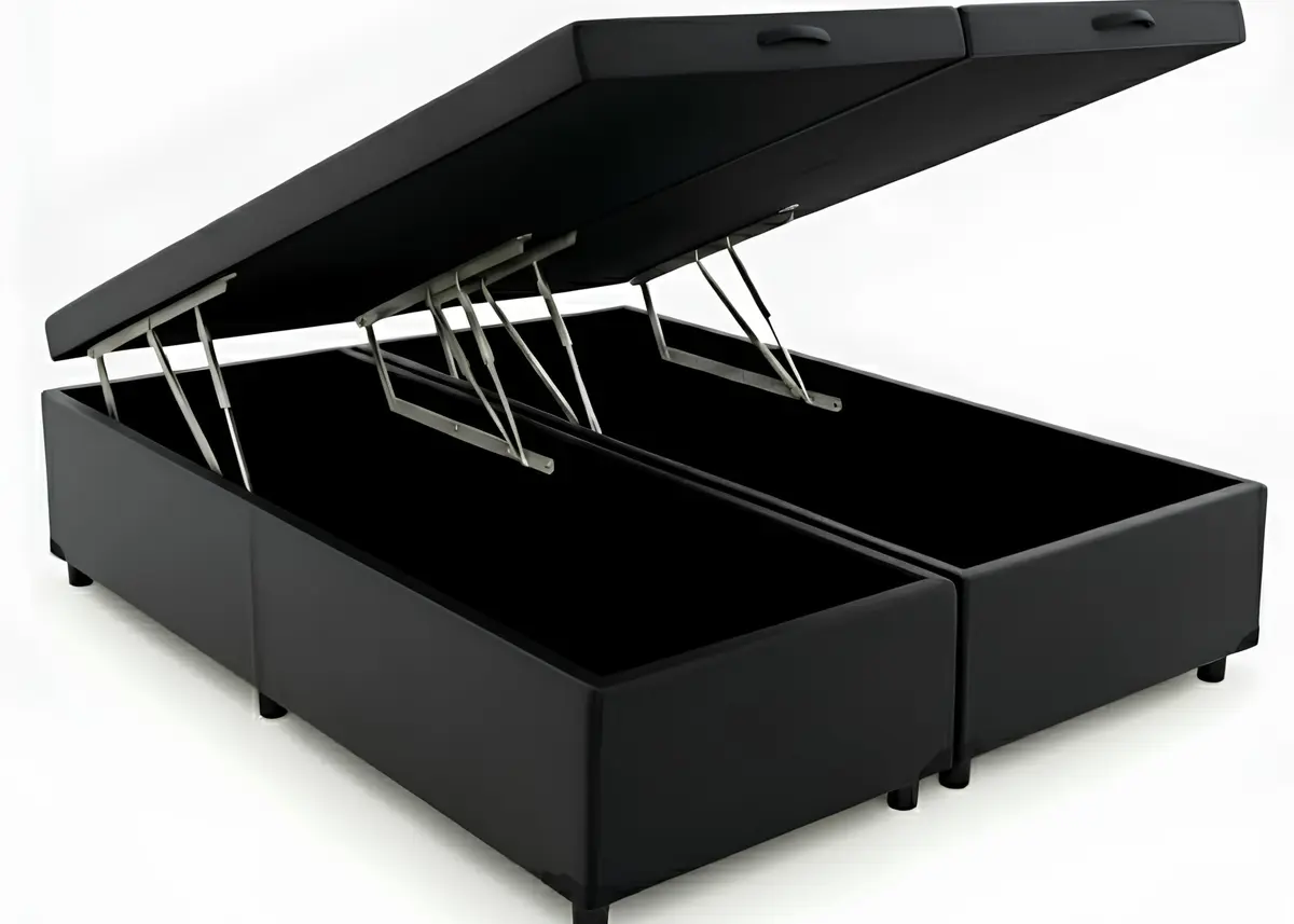 Cama Box Baú King Bipartido 96 Blindado Diversas Cores - (193x203x42) (Corino Preto) - 1