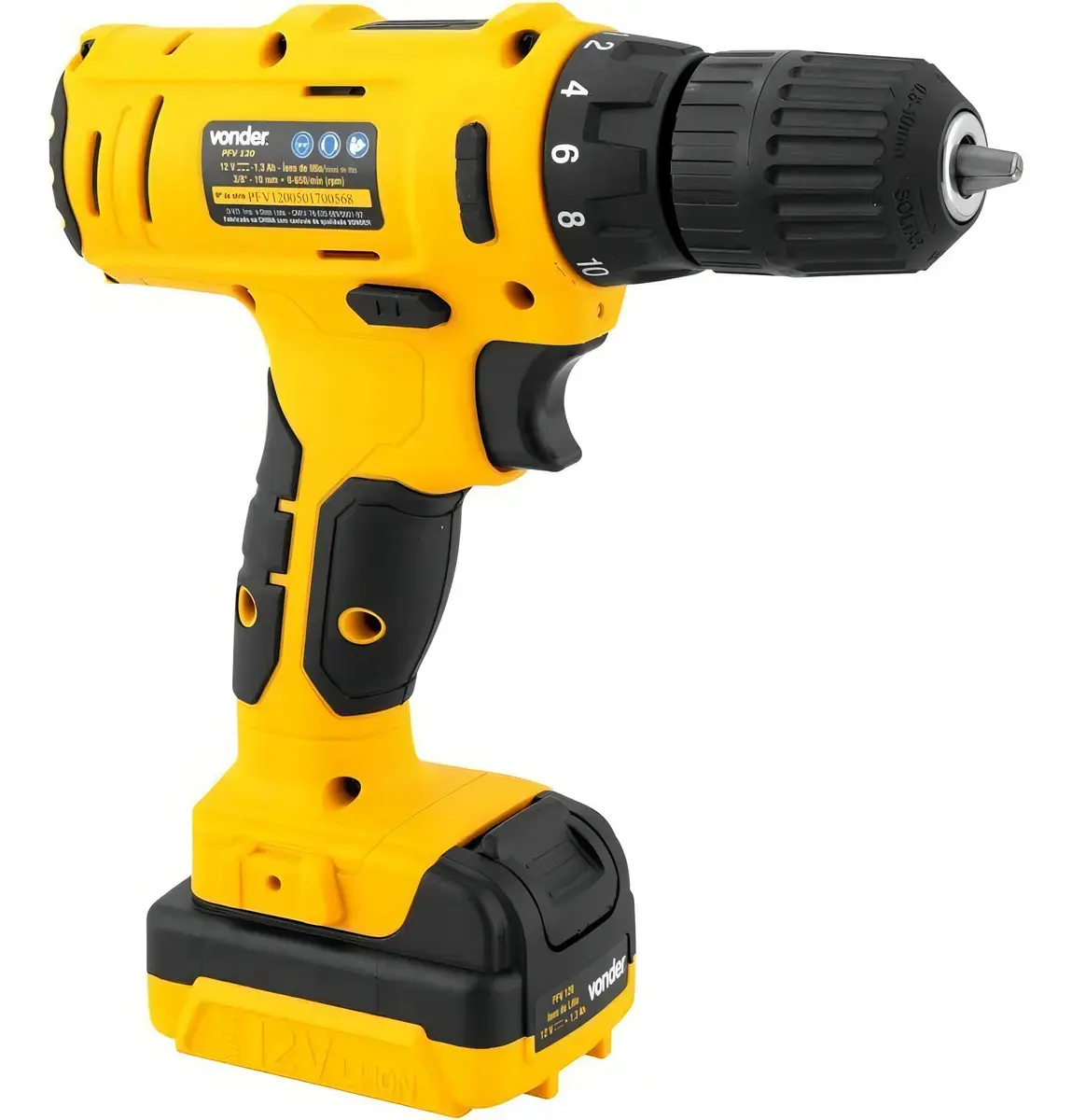 Parafusadeira Furadeira A Bateria Vonder Pfv120 Cor Amarelo Frequência 50hz 60hz Bivolt thumbnail 3