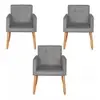Kit 3 Poltronas para Recepção ou Salão Cinza