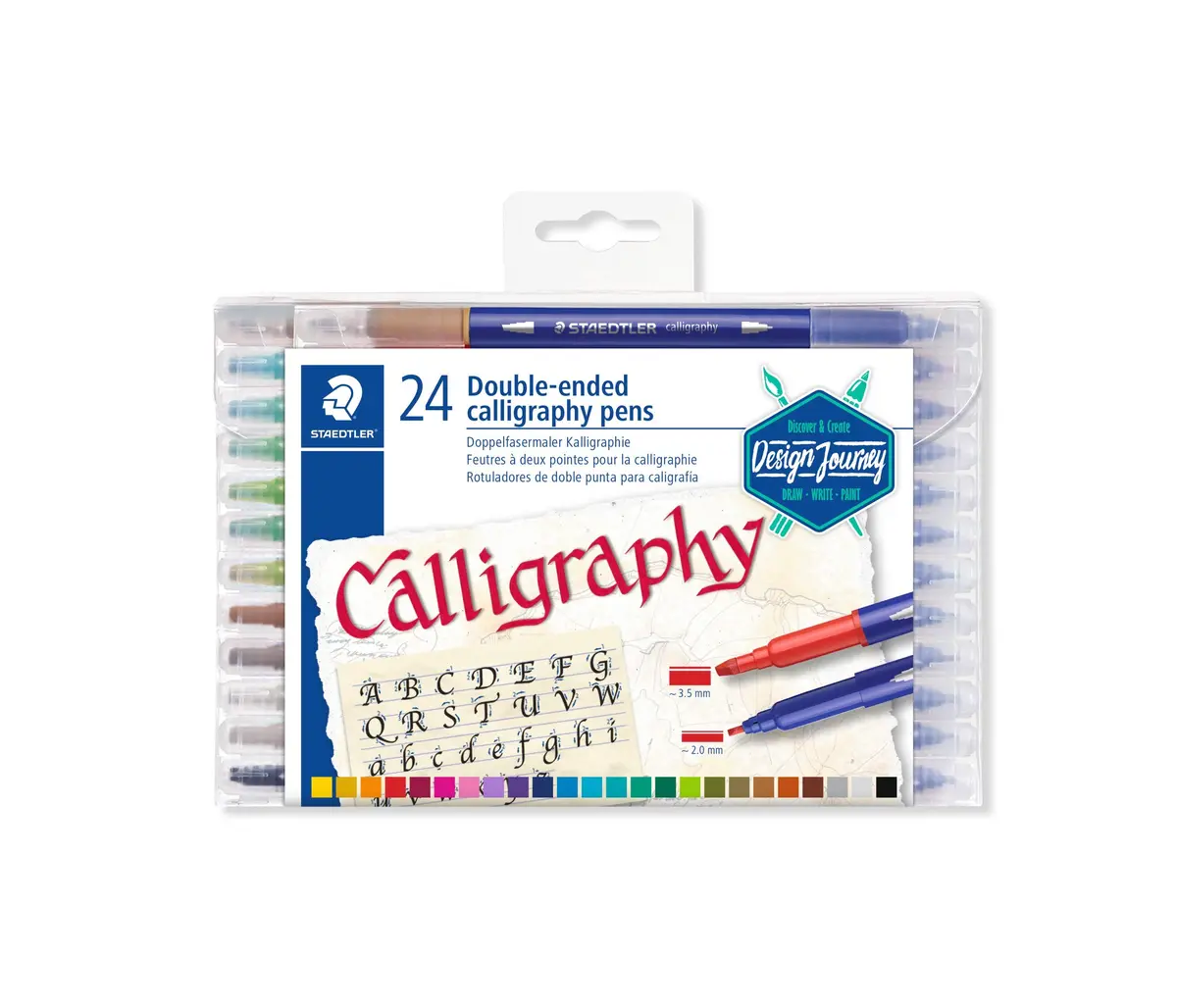 STAEDTLER Caneta Calligraphy, Ponta Dupla Chanfrada, 24 cores, 3005 TB24, Multicolorido - 1