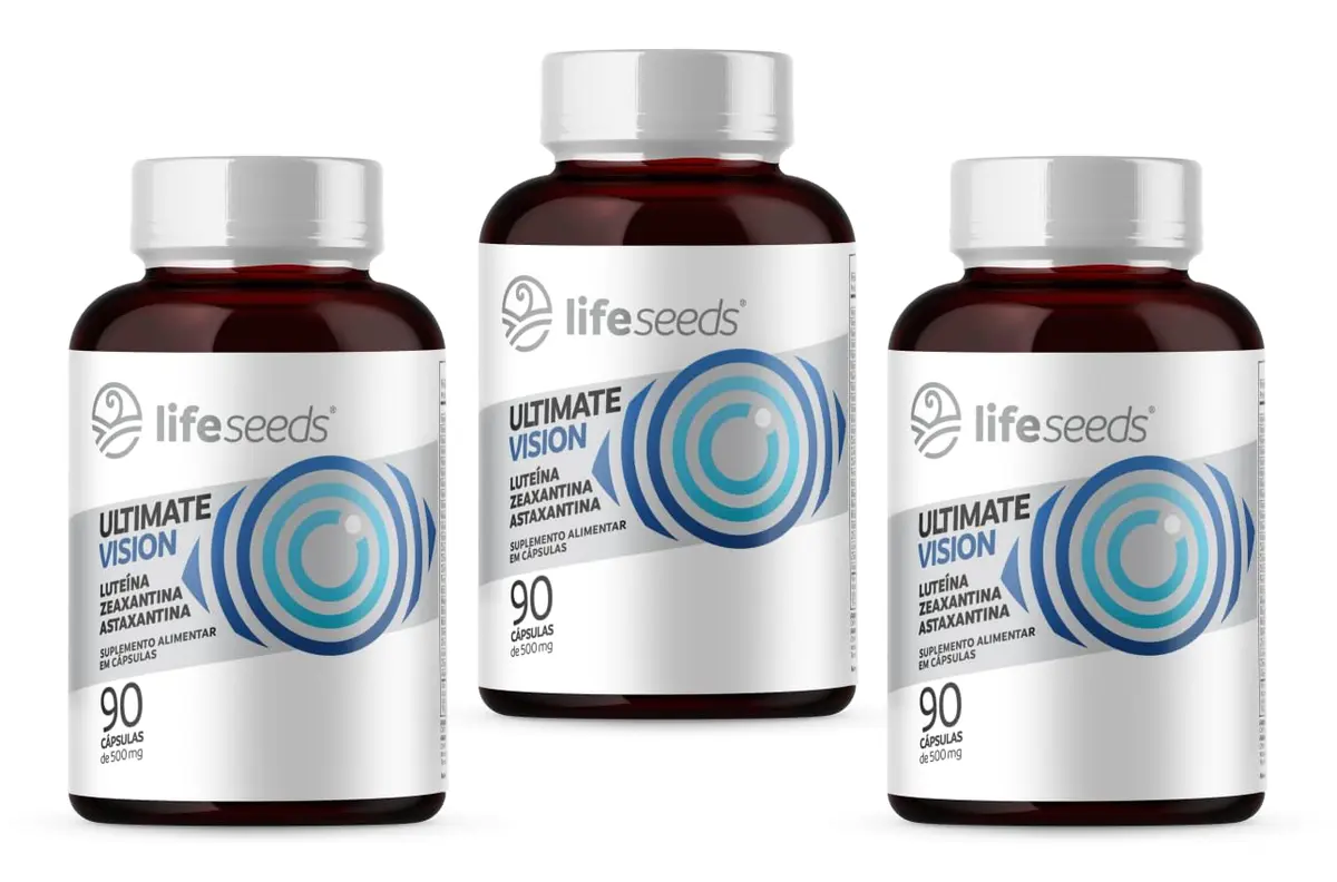 Suplemento Alimentar em Cápsulas Ultimate Vision, 270 Cápsulas | 3 Potes, Luteína 20mg, Zeaxantina 2mg, Astaxantina 4mg