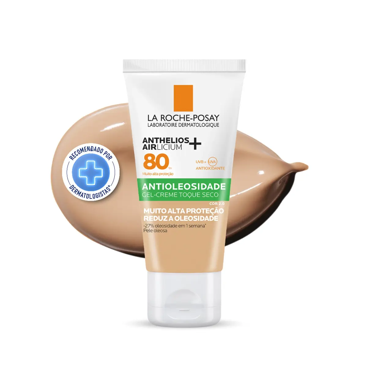 La Roche-Posay, Anthelios Airlicium, Protetor Solar Facial Antioleosidade com Cor, Controle de Oleosidade, Efeito Matte, Toque limpo, Ação anti-transferência da cor, Cobertura