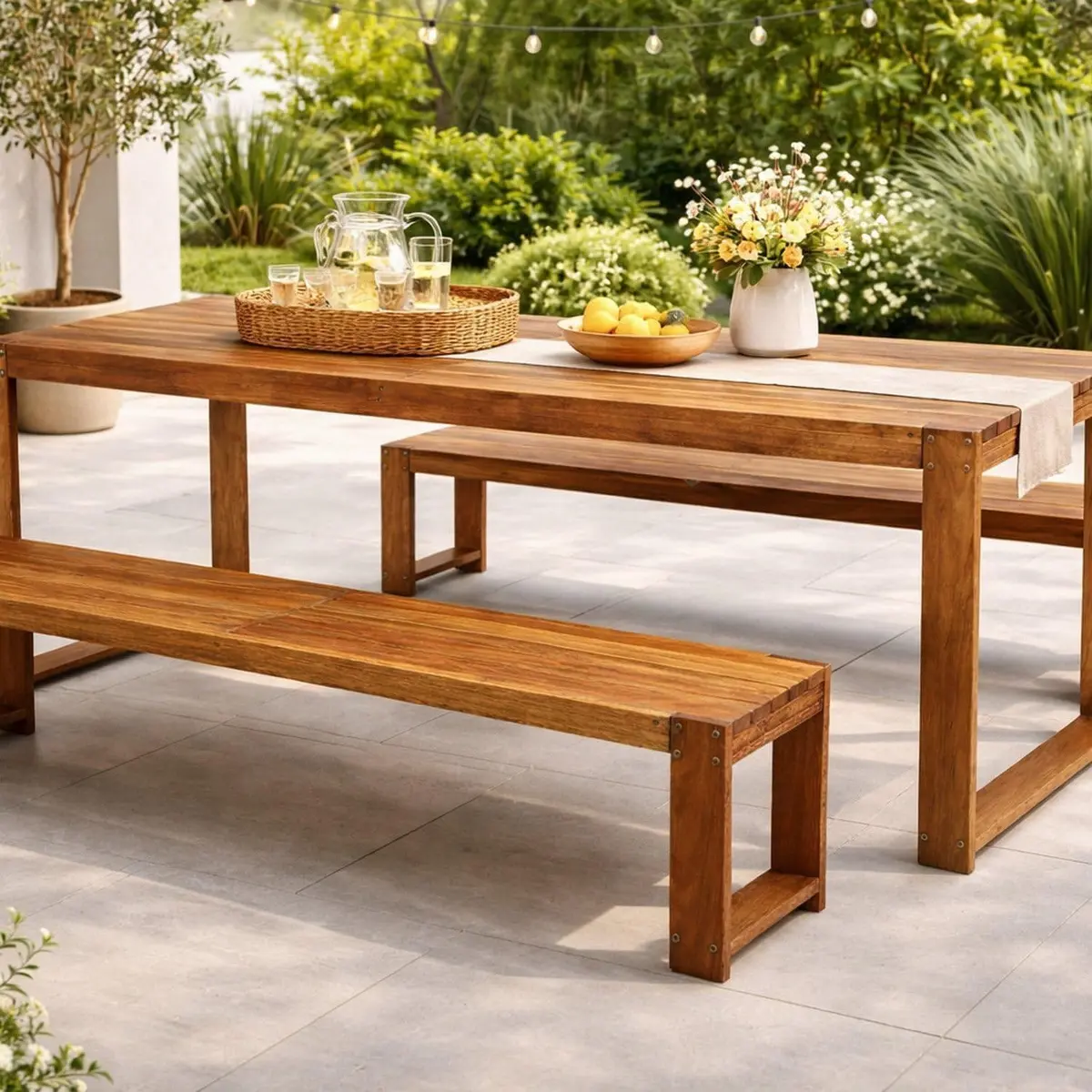 Mesa Rustica Jardim Baren Yescasa Marrom/Nogueira Nogueira - 1