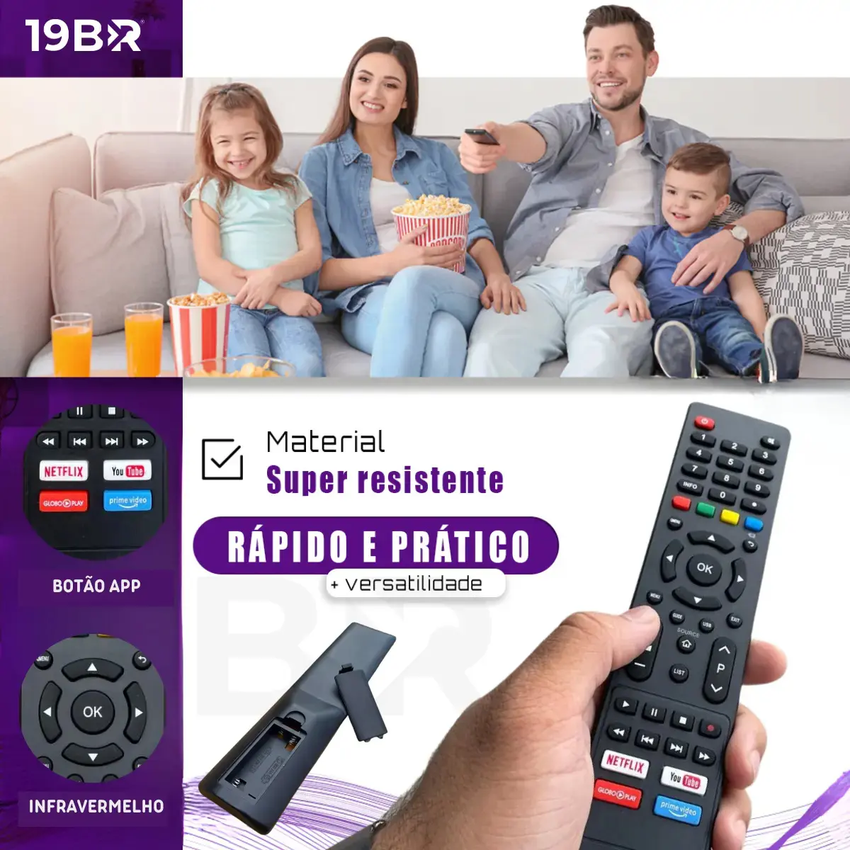 Kit 2 Controle Remoto Para Tv Philco Smart 4k Teclas Netflix, Youtube, Globoplay E Prime Video thumbnail 4