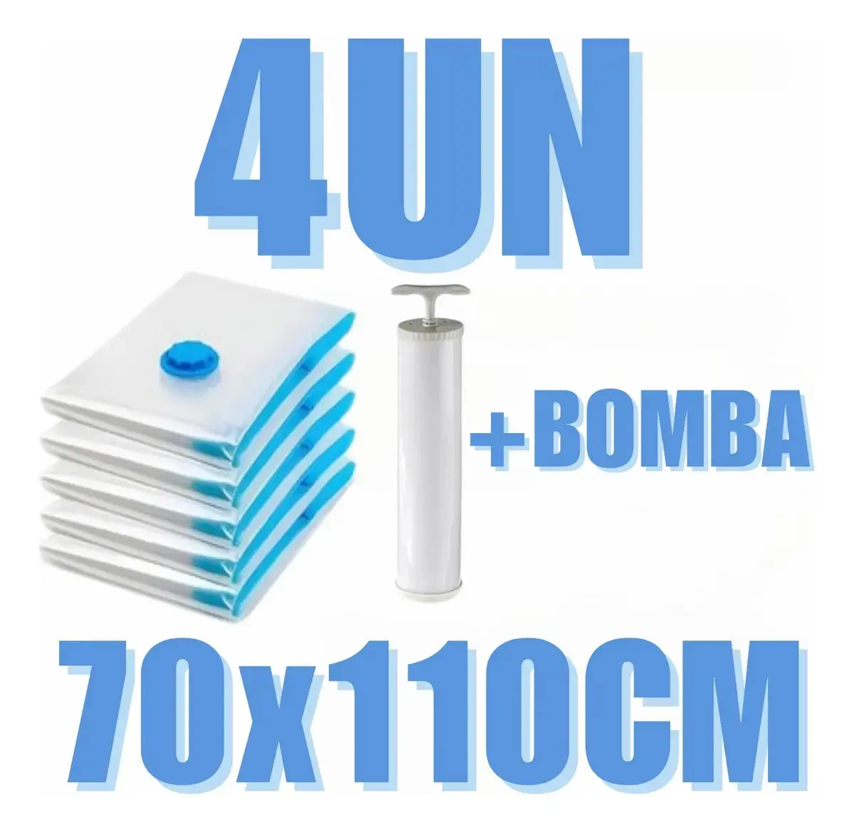 Kit 4 Saco A Vacuo Magnow G Viagem Roupa 70x110cm + Bomba De Vácuo - 1