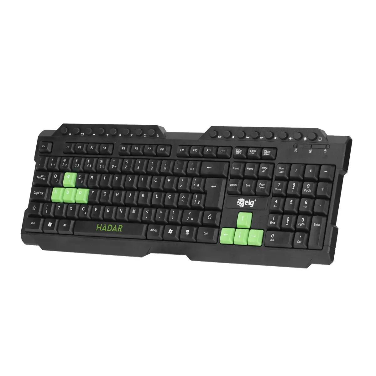 Teclado Gamer USB Membrana, Anti-Ghosting 6 Teclas, ABNT2, 107 Teclas, Preto/Verde, TGHD, ELG
